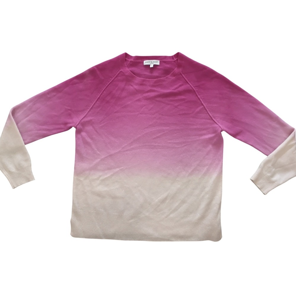 Scott & Scott London Cashmere Ombre Sweater‎ Pink Cream Raglan Sleeve Womens S